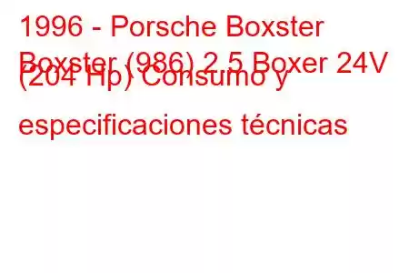 1996 - Porsche Boxster
Boxster (986) 2.5 Boxer 24V (204 Hp) Consumo y especificaciones técnicas