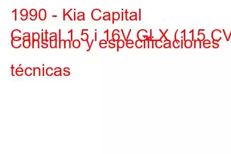 1990 - Kia Capital
Capital 1.5 i 16V GLX (115 CV) Consumo y especificaciones técnicas