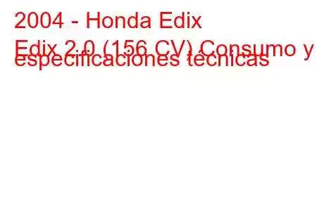 2004 - Honda Edix
Edix 2.0 (156 CV) Consumo y especificaciones técnicas