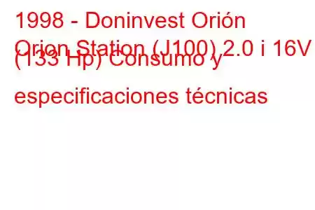 1998 - Doninvest Orión
Orion Station (J100) 2.0 i 16V (133 Hp) Consumo y especificaciones técnicas