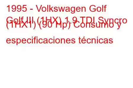 1995 - Volkswagen Golf
Golf III (1HX) 1.9 TDI Syncro (1HX1) (90 Hp) Consumo y especificaciones técnicas