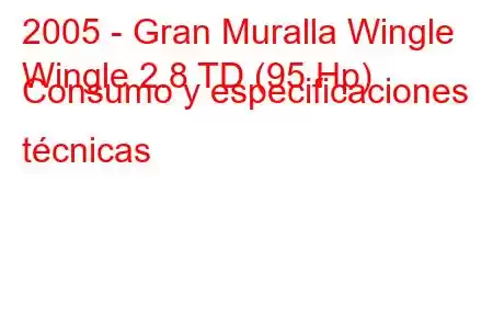 2005 - Gran Muralla Wingle
Wingle 2.8 TD (95 Hp) Consumo y especificaciones técnicas