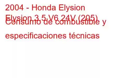 2004 - Honda Elysion
Elysion 3.5 V6 24V (205) Consumo de combustible y especificaciones técnicas