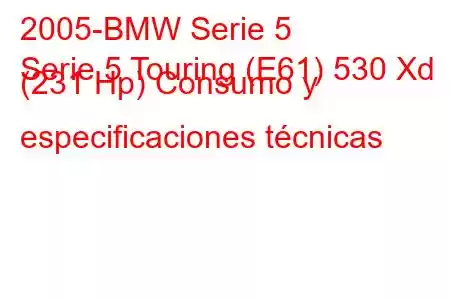 2005-BMW Serie 5
Serie 5 Touring (E61) 530 Xd (231 Hp) Consumo y especificaciones técnicas