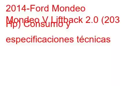 2014-Ford Mondeo
Mondeo V Liftback 2.0 (203 Hp) Consumo y especificaciones técnicas