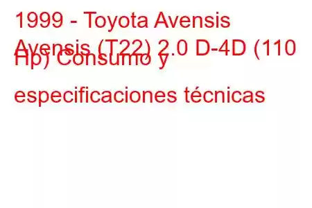 1999 - Toyota Avensis
Avensis (T22) 2.0 D-4D (110 Hp) Consumo y especificaciones técnicas