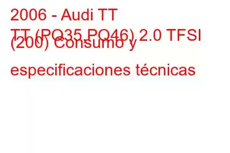 2006 - Audi TT
TT (PQ35,PQ46) 2.0 TFSI (200) Consumo y especificaciones técnicas