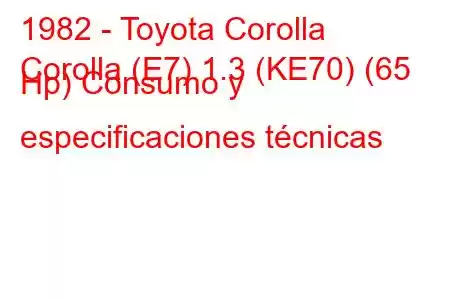 1982 - Toyota Corolla
Corolla (E7) 1.3 (KE70) (65 Hp) Consumo y especificaciones técnicas