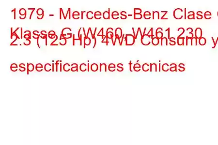 1979 - Mercedes-Benz Clase G
Klasse G (W460, W461 230 2.3 (125 Hp) 4WD Consumo y especificaciones técnicas