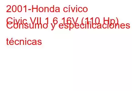 2001-Honda cívico
Civic VII 1.6 16V (110 Hp) Consumo y especificaciones técnicas