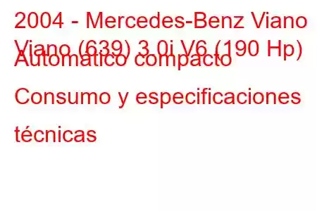 2004 - Mercedes-Benz Viano
Viano (639) 3.0i V6 (190 Hp) Automático compacto Consumo y especificaciones técnicas