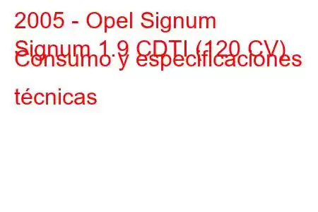 2005 - Opel Signum
Signum 1.9 CDTI (120 CV) Consumo y especificaciones técnicas