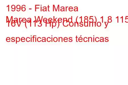 1996 - Fiat Marea
Marea Weekend (185) 1.8 115 16V (113 Hp) Consumo y especificaciones técnicas