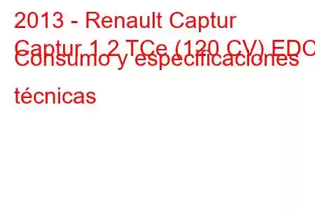 2013 - Renault Captur
Captur 1.2 TCe (120 CV) EDC Consumo y especificaciones técnicas