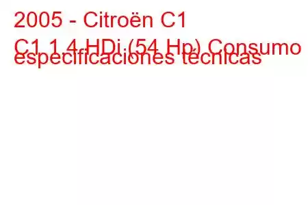 2005 - Citroën C1
C1 1.4 HDi (54 Hp) Consumo y especificaciones técnicas