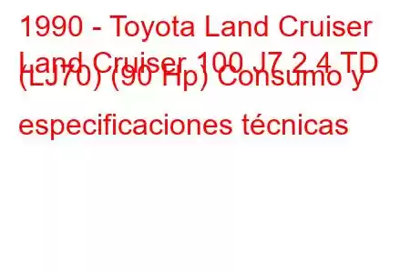 1990 - Toyota Land Cruiser
Land Cruiser 100 J7 2.4 TD (LJ70) (90 Hp) Consumo y especificaciones técnicas