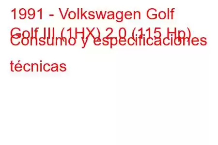 1991 - Volkswagen Golf
Golf III (1HX) 2.0 (115 Hp) Consumo y especificaciones técnicas