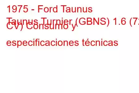 1975 - Ford Taunus
Taunus Turnier (GBNS) 1.6 (72 CV) Consumo y especificaciones técnicas