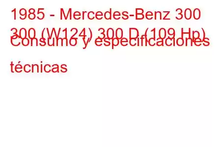 1985 - Mercedes-Benz 300
300 (W124) 300 D (109 Hp) Consumo y especificaciones técnicas