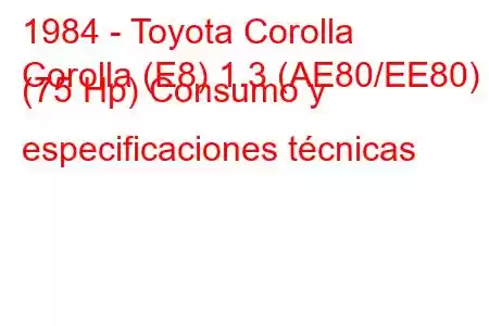 1984 - Toyota Corolla
Corolla (E8) 1.3 (AE80/EE80) (75 Hp) Consumo y especificaciones técnicas