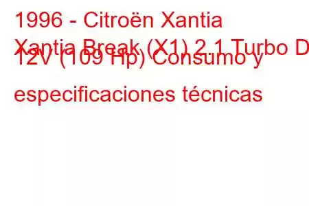 1996 - Citroën Xantia
Xantia Break (X1) 2.1 Turbo D 12V (109 Hp) Consumo y especificaciones técnicas