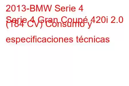 2013-BMW Serie 4
Serie 4 Gran Coupé 420i 2.0 (184 CV) Consumo y especificaciones técnicas