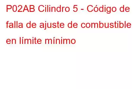 P02AB Cilindro 5 - Código de falla de ajuste de combustible en límite mínimo