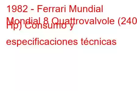 1982 - Ferrari Mundial
Mondial 8 Quattrovalvole (240 Hp) Consumo y especificaciones técnicas