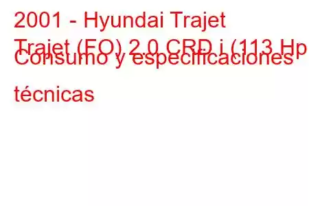 2001 - Hyundai Trajet
Trajet (FO) 2.0 CRD i (113 Hp) Consumo y especificaciones técnicas