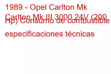 1989 - Opel Carlton Mk
Carlton Mk III 3000 24V (200 Hp) Consumo de combustible y especificaciones técnicas