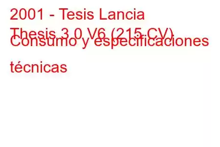 2001 - Tesis Lancia
Thesis 3.0 V6 (215 CV) Consumo y especificaciones técnicas