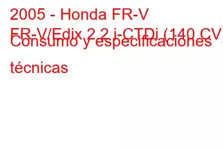 2005 - Honda FR-V
FR-V/Edix 2.2 i-CTDi (140 CV) Consumo y especificaciones técnicas