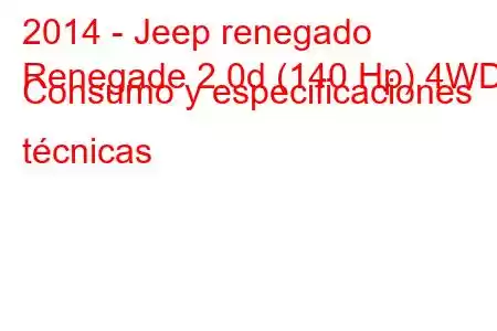 2014 - Jeep renegado
Renegade 2.0d (140 Hp) 4WD Consumo y especificaciones técnicas