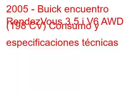 2005 - Buick encuentro
RendezVous 3.5 i V6 AWD (198 CV) Consumo y especificaciones técnicas