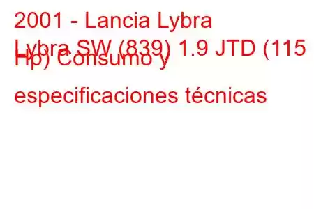 2001 - Lancia Lybra
Lybra SW (839) 1.9 JTD (115 Hp) Consumo y especificaciones técnicas