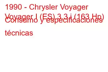 1990 - Chrysler Voyager
Voyager I (ES) 3.3 i (163 Hp) Consumo y especificaciones técnicas