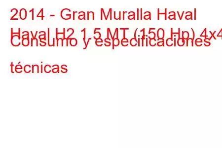 2014 - Gran Muralla Haval
Haval H2 1.5 MT (150 Hp) 4x4 Consumo y especificaciones técnicas