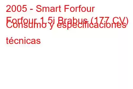 2005 - Smart Forfour
Forfour 1.5i Brabus (177 CV) Consumo y especificaciones técnicas