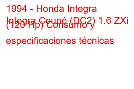 1994 - Honda Integra
Integra Coupé (DC2) 1.6 ZXi (120 Hp) Consumo y especificaciones técnicas