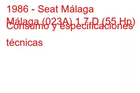 1986 - Seat Málaga
Málaga (023A) 1.7 D (55 Hp) Consumo y especificaciones técnicas