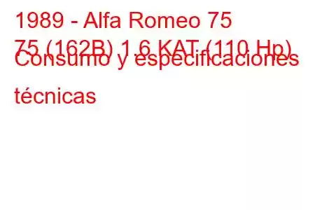 1989 - Alfa Romeo 75
75 (162B) 1.6 KAT (110 Hp) Consumo y especificaciones técnicas