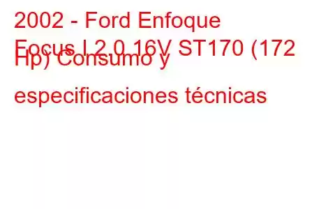 2002 - Ford Enfoque
Focus I 2.0 16V ST170 (172 Hp) Consumo y especificaciones técnicas