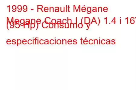 1999 - Renault Mégane
Megane Coach I (DA) 1.4 i 16V (95 Hp) Consumo y especificaciones técnicas