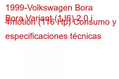 1999-Volkswagen Bora
Bora Variant (1J6) 2.0 i 4motion (116 Hp) Consumo y especificaciones técnicas