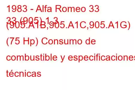 1983 - Alfa Romeo 33
33 (905) 1.3 (905.A1B,905.A1C,905.A1G) (75 Hp) Consumo de combustible y especificaciones técnicas