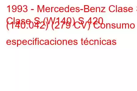 1993 - Mercedes-Benz Clase S
Clase S (W140) S 420 (140.042) (279 CV) Consumo y especificaciones técnicas