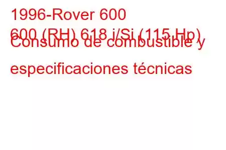 1996-Rover 600
600 (RH) 618 i/Si (115 Hp) Consumo de combustible y especificaciones técnicas