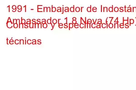 1991 - Embajador de Indostán
Ambassador 1.8 Nova (74 Hp) Consumo y especificaciones técnicas