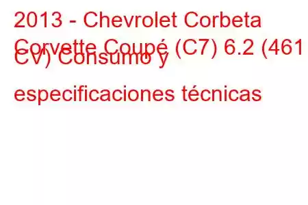 2013 - Chevrolet Corbeta
Corvette Coupé (C7) 6.2 (461 CV) Consumo y especificaciones técnicas