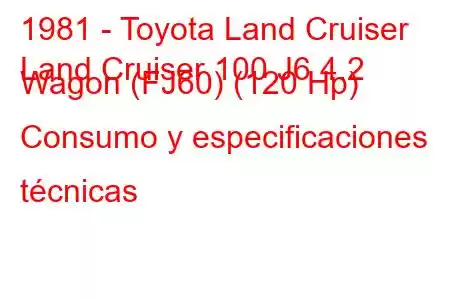 1981 - Toyota Land Cruiser
Land Cruiser 100 J6 4.2 Wagon (FJ60) (120 Hp) Consumo y especificaciones técnicas